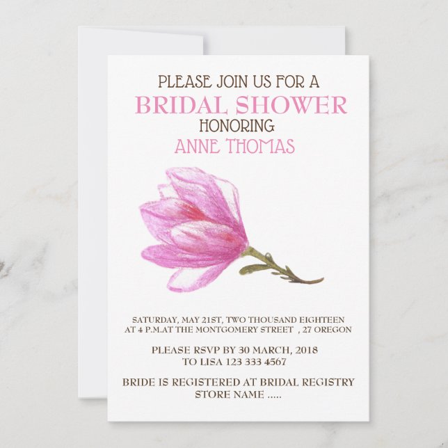 INVITACIÓN DE LA DUCHA BRIDAL ELEGANTE DE FLORES R (Anverso)