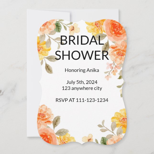 INVITACIÓN DE LA DUCHA BRIDAL, INVITACIONES (Anverso)
