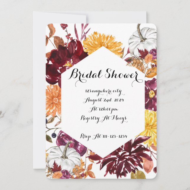 INVITACIÓN DE LA DUCHA BRIDAL PARA LA CAÍDA (Anverso)