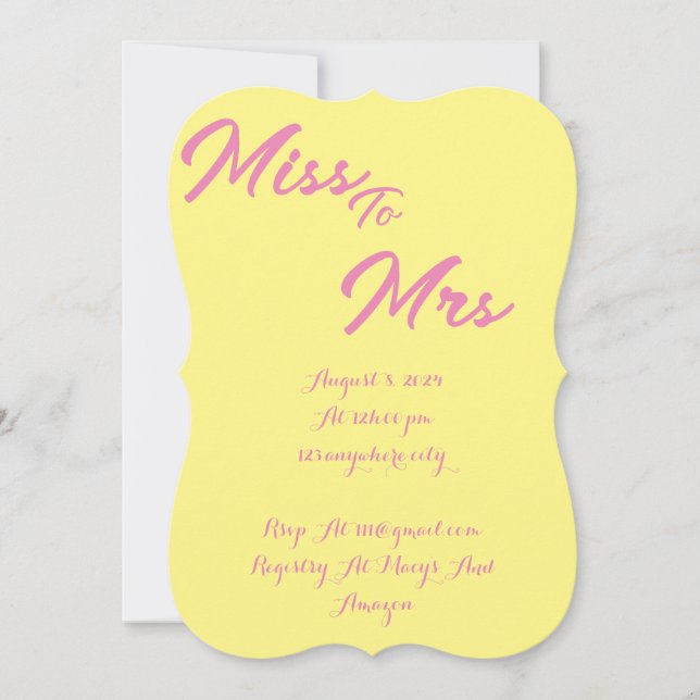 INVITACIÓN DE LA DUCHA BRIDAL SENCILLA MODERNA ROS (Anverso)