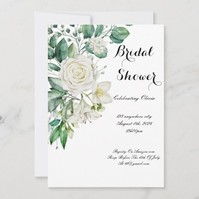 INVITACIÓN DE LA DUCHA BRIDAL VERDE (Anverso)