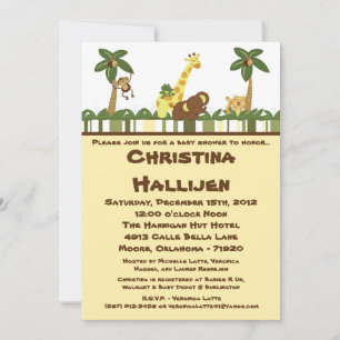 invitación de la ducha de bebés de la selva 5x7