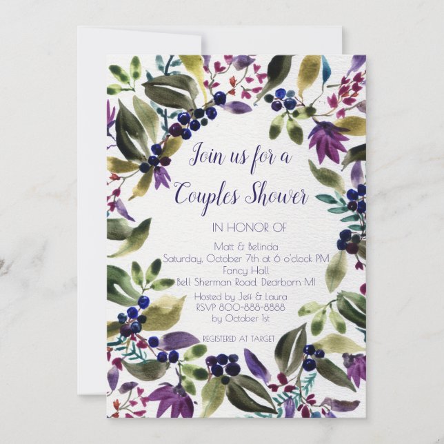 Invitación de la ducha de boda de la pareja de la  (Anverso)