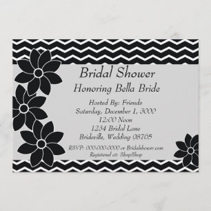 Invitación de la ducha de ChevronBridal en blanco