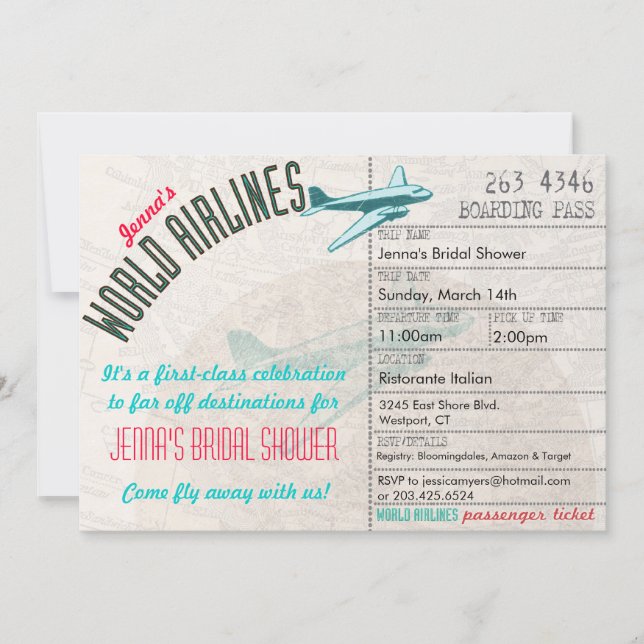 Invitación de la ducha de DestinationBridal del (Anverso)