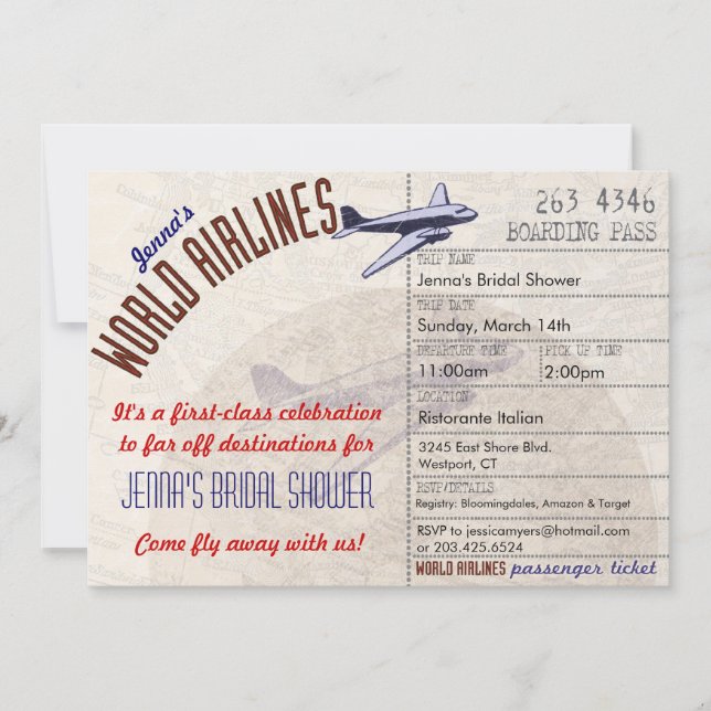 Invitación de la ducha de DestinationBridal del (Anverso)