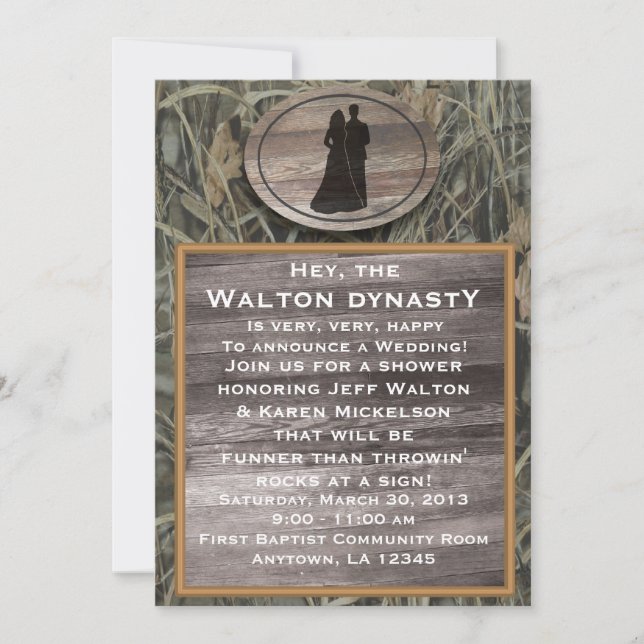 Invitación de la ducha de la boda de Camo (Anverso)