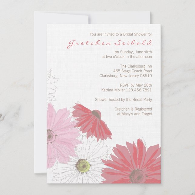 Invitación de la ducha de la boda de la margarita (Anverso)