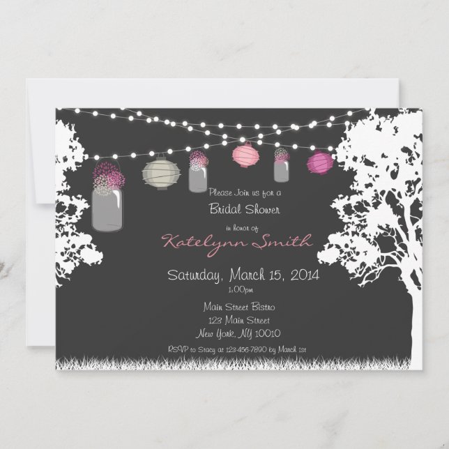 Invitación de la ducha de la boda del tarro de la (Anverso)