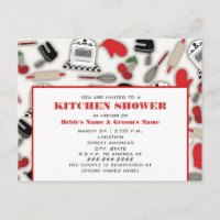 Invitación de la ducha de la cocina - rojo y negro