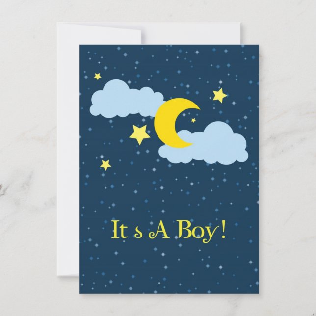 Invitación de la ducha de la luna y del bebé de (Anverso)