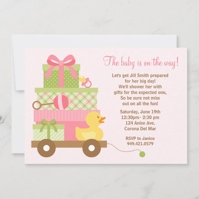 Invitación de la ducha de la niña (Anverso)