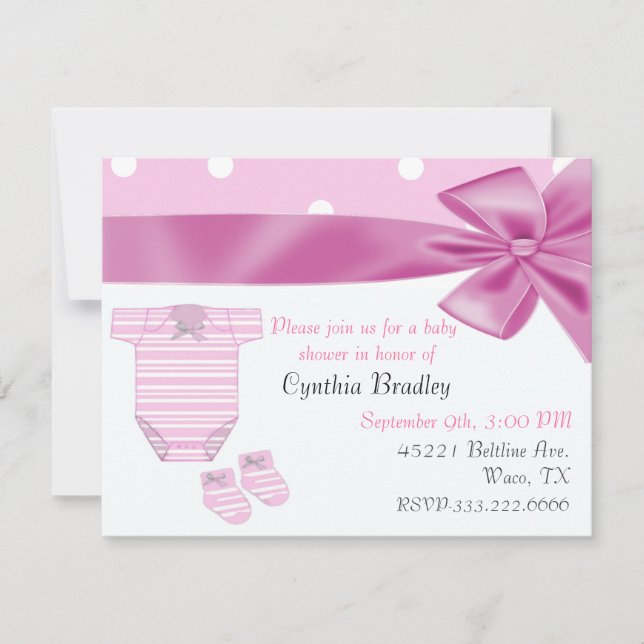 Invitación de la ducha de la niña (Anverso)