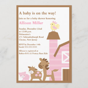 Invitación de la ducha de la niña de los animales
