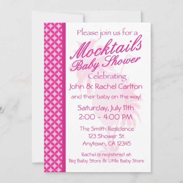 Invitación de la ducha de la niña de Mocktail (Anverso)