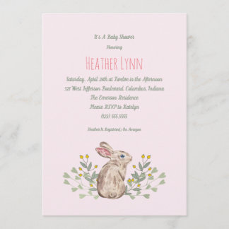 Invitación de la ducha de la niña del conejo del