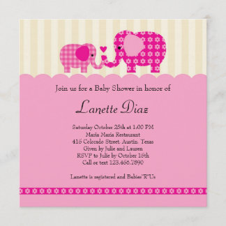 Invitación de la ducha de la niña del elefante de