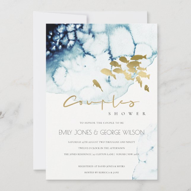 INVITACIÓN DE LA DUCHA DE LA PAREJA DE PESCADO DEL (Anverso)