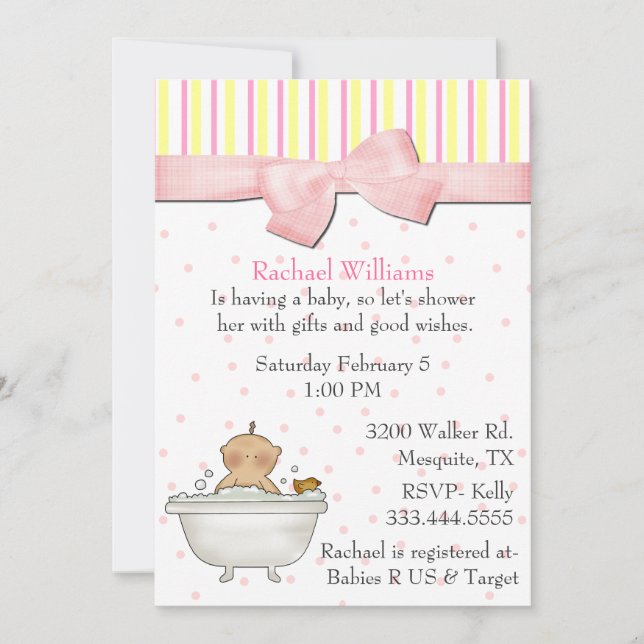 Invitación de la ducha del baño de burbujas de la (Anverso)