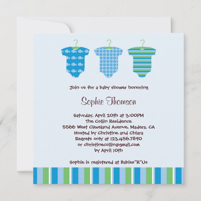 Invitación de la ducha del bebé (Anverso)