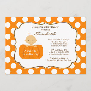 Invitación de la ducha del bebé de la calabaza de