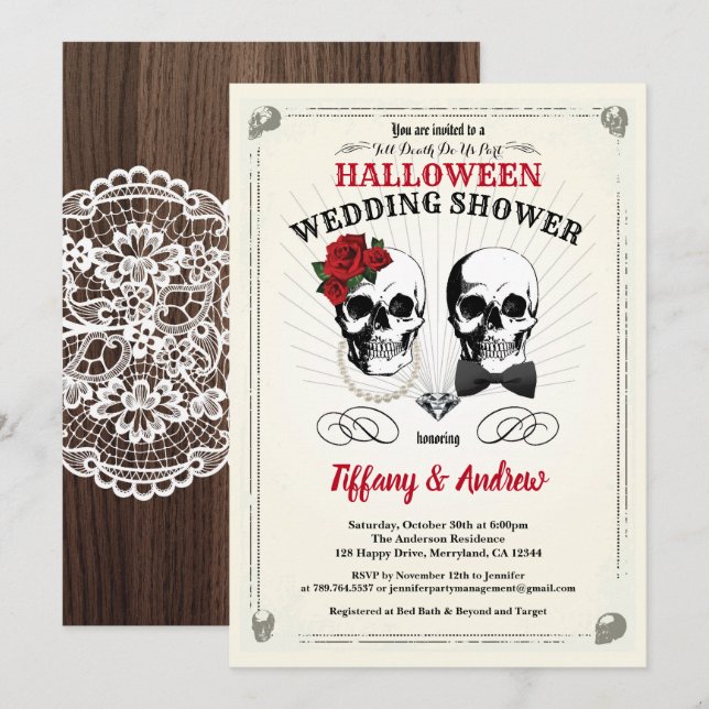 Invitación de la ducha del boda de Halloween del (Anverso / Reverso)