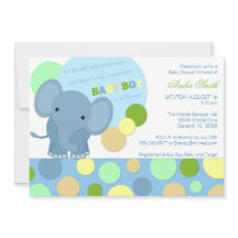 Invitación de la ducha del elefante del bebé