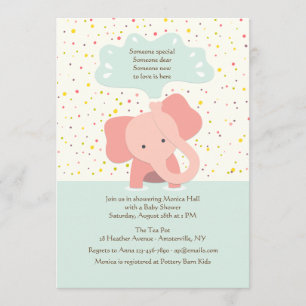 Invitación de la ducha del elefante del bebé