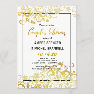 Invitación de la ducha del par floral Flourishing