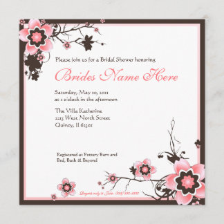 Invitación de la ducha del rosa y de la flor de