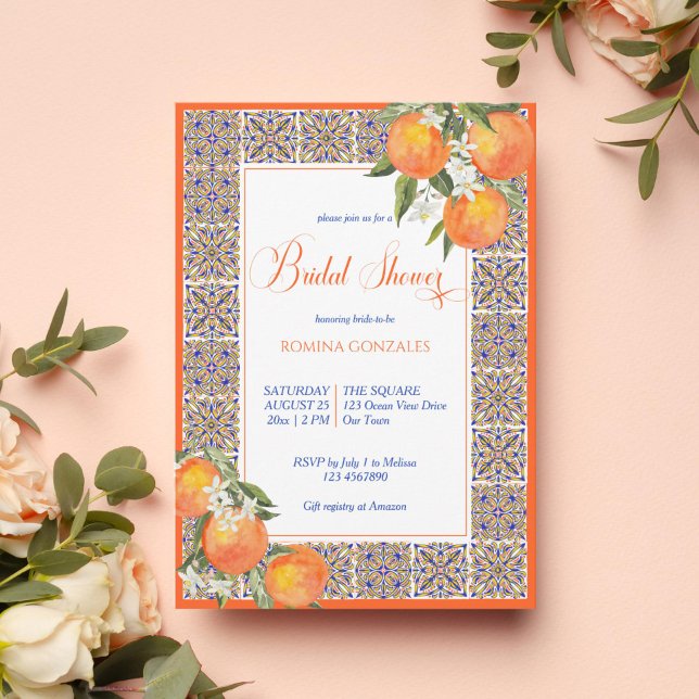 Invitación de la ducha nupcial de baldosas mediter (Subido por el creador)