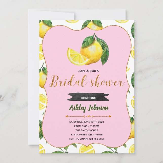 Invitación de la ducha rosada de la limonada (Anverso)