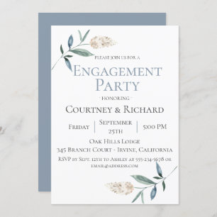 Invitación de la Dusty Blue Botanical Engagement P