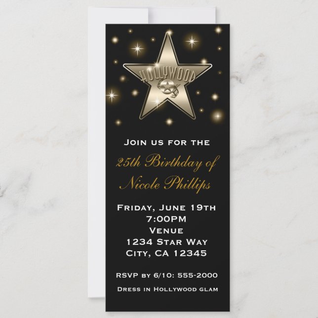 Invitación de la estrella de Hollywood Sepia Gold  (Anverso)