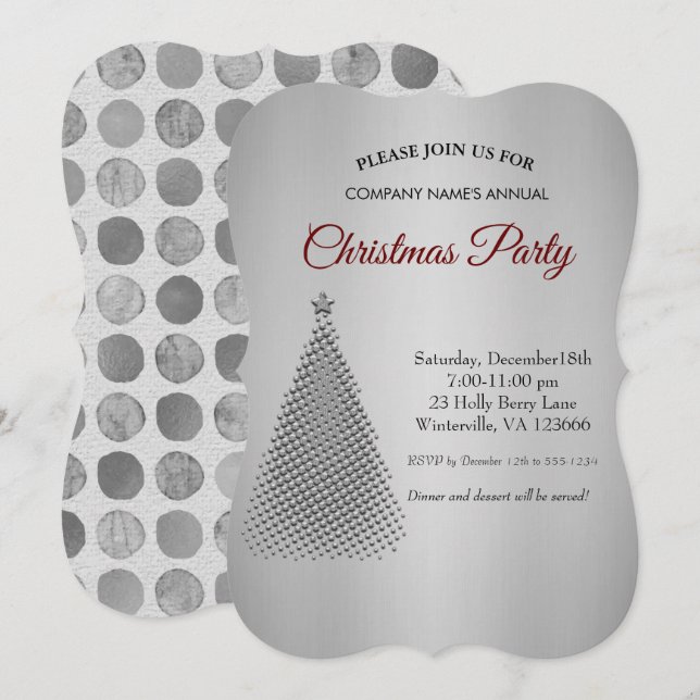 Invitación de la estrella del árbol de Navidad pla (Anverso / Reverso)