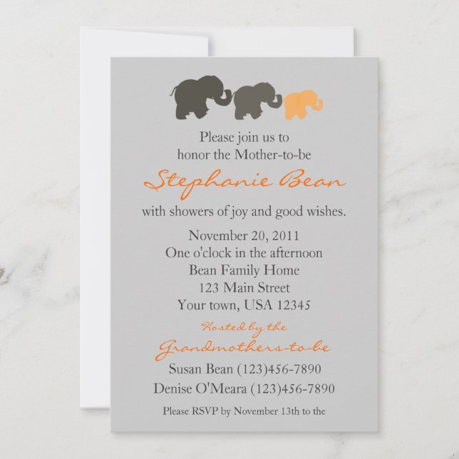 Invitación de la familia del elefante (Anverso)