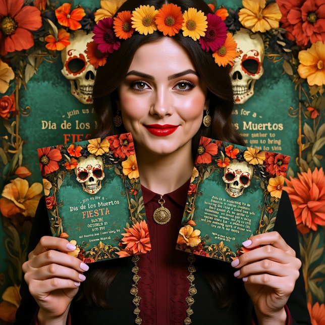 Invitación de la fiesta 💀 🎉 acuarela Día de Muer (Watercolor Día de Muertos Party Invitation)