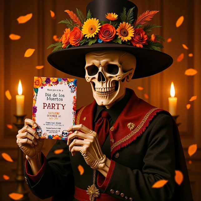 Invitación de la fiesta 💀 🎉 acuarela Día de Muer ( Watercolor Día de Muertos Party Invitation)