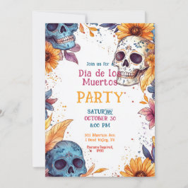 Invitación de la fiesta 💀 acuarela Día de Muertos