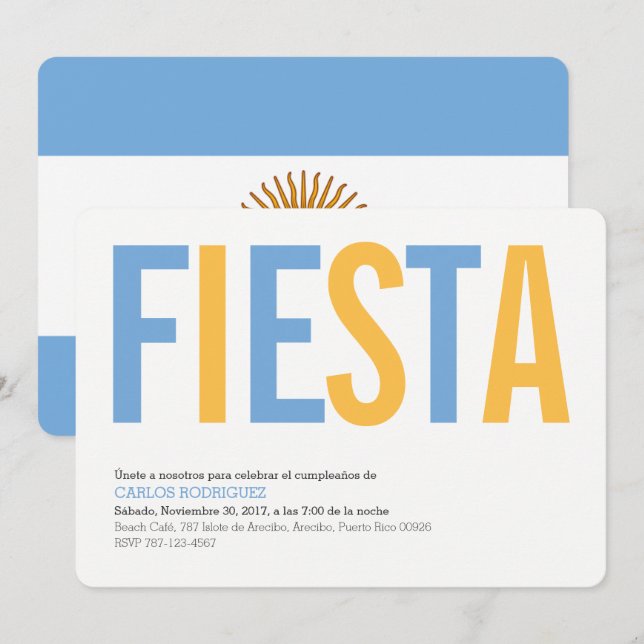 Invitación de la fiesta argentina (Anverso / Reverso)