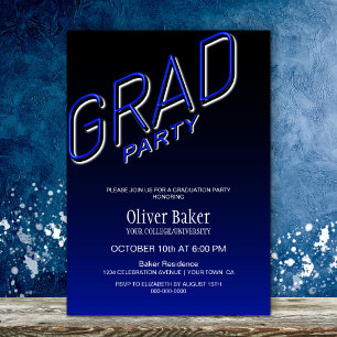 Invitación de la fiesta Black Blue Grad