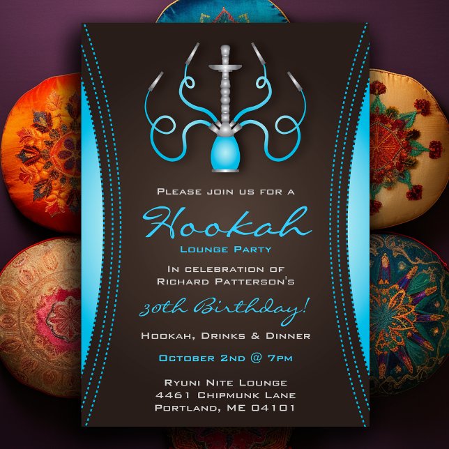 Invitación de la fiesta Blue Holi Hookah (Blue Holi Hookah Party Invitation
)