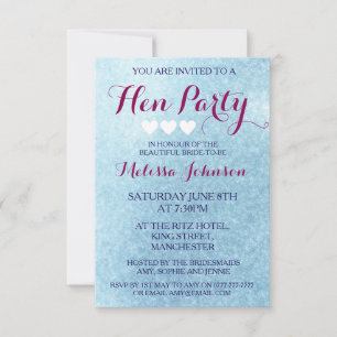 Invitación de la fiesta Blue Sparkle Hen