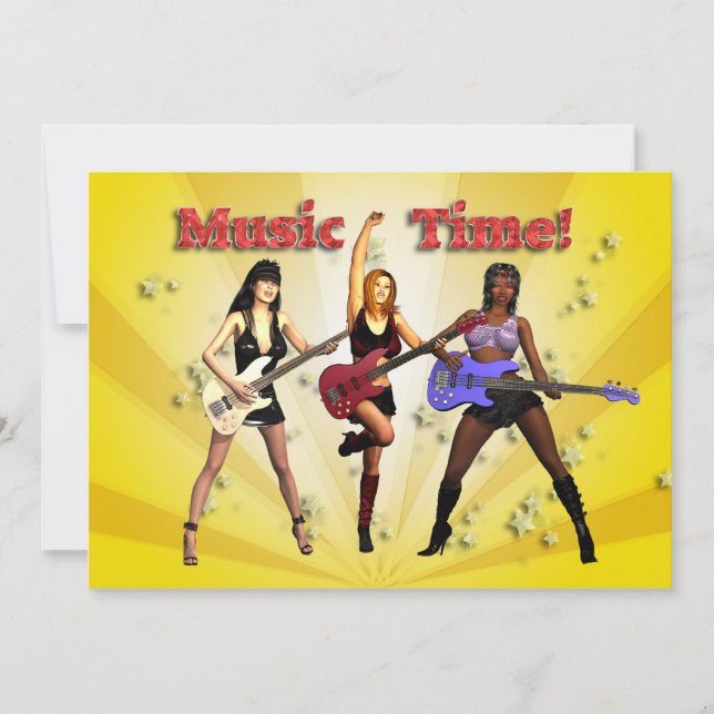 Invitación de la fiesta con una banda chica (Anverso)