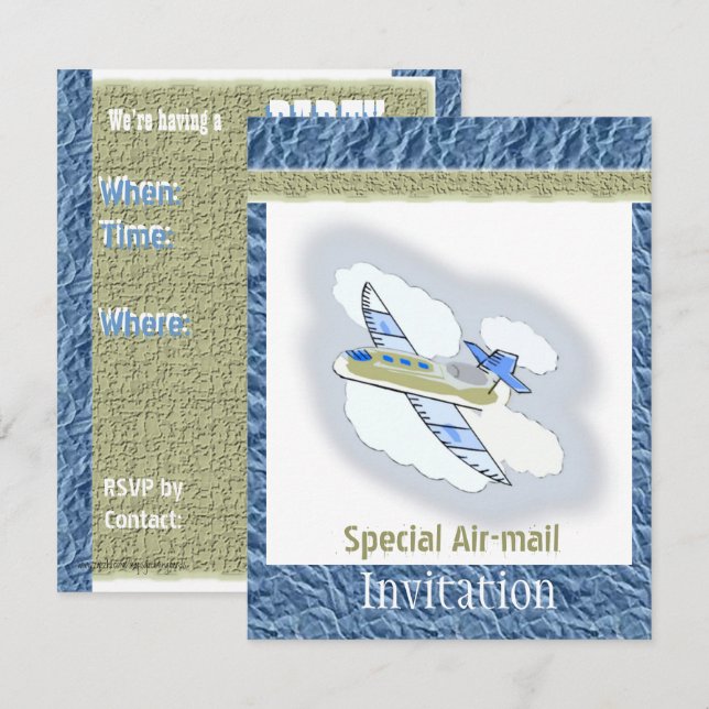 Invitación de la fiesta de avión Jetplane (Anverso / Reverso)