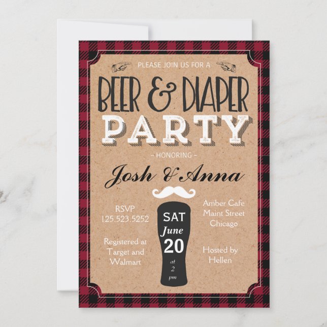 Invitación de la fiesta de bienvenida al bebé de (Anverso)