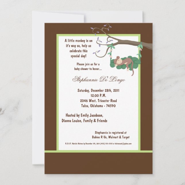 invitación de la fiesta de bienvenida al bebé del (Anverso)