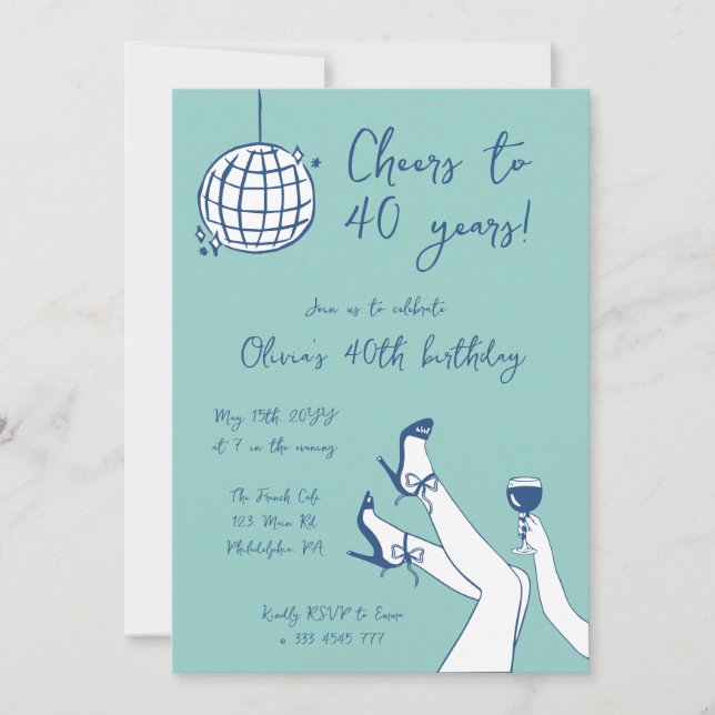 Invitación de la fiesta de BIrthday dibujada a man (Anverso)