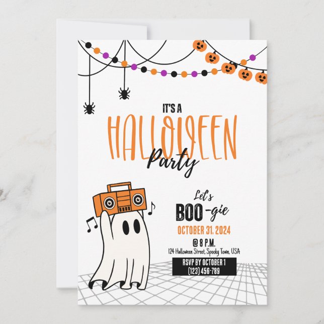 Invitación de la fiesta de Boo-gie Halloween (Anverso)