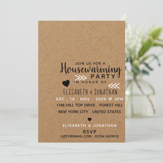 Invitación de la fiesta de calentamiento de la cas (Anverso de pie)